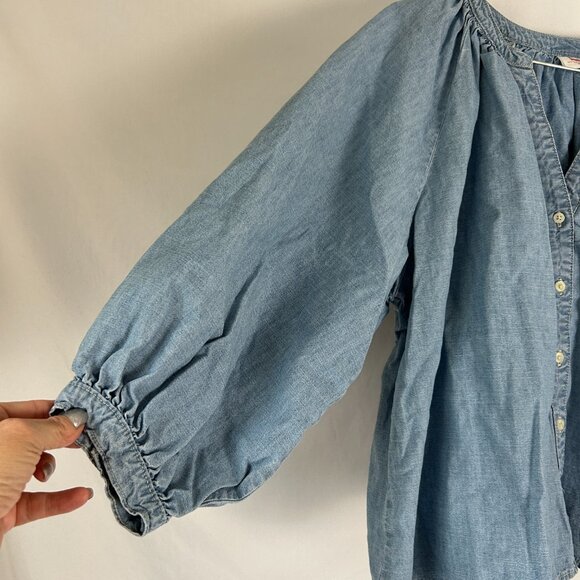 Levi’s Chambray Lainey Balloon Sleeve Blouse A4887-0004 XL - Picture 2 of 4